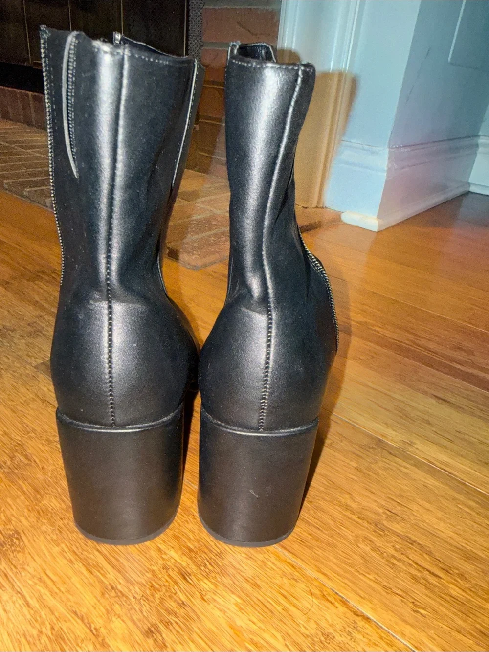 a‎ new day Black Faux Leather Ankle Booties